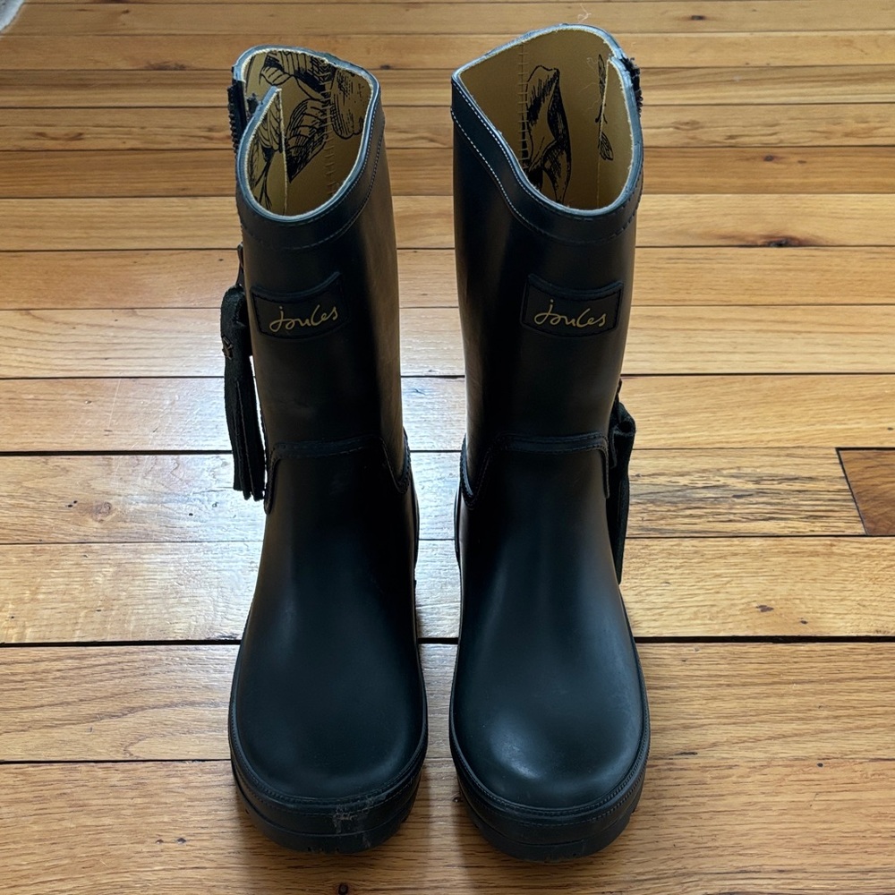Joules Rosalind Mid height Dark Green Boots with Leaf Lining